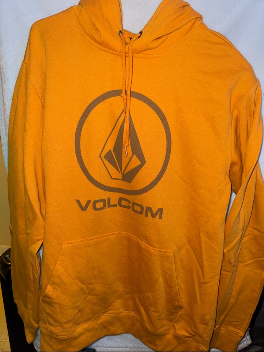 Volcom Men's Orange Logo Crewneck Hoodie